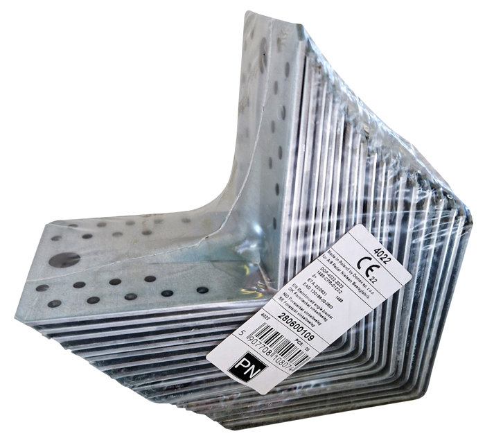 Vinkelbeslag med rib 105 × 105 × 90 mm 20-pk.